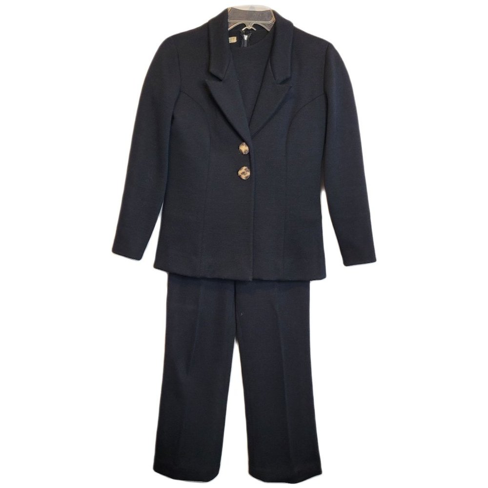 Vintage Zephyr Wool Suit Womens 3 Pieces Black Small Vtg Size 8 Hong Kong